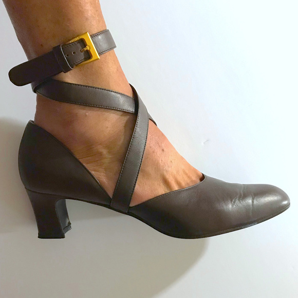 Vintage Celine Wrap-Around Ankle Strap Brown Shoe - Picture 2 of 8